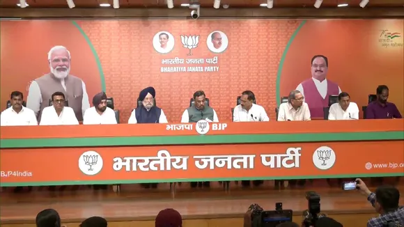 Congress leader Arvinder Singh Lovely joins BJP at the party headquarters in Delhi. 