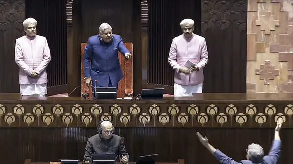 Rajya Sabha Chairman Jagdeep Dhankhar conducts proceedings in the House during the Winter session of Parliament