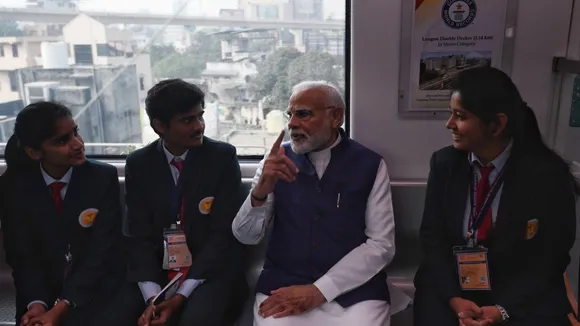 Narendra Modi taking a ride on Nagpur Metro