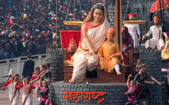 Maharashtra tableau on display during the full dress rehearsal for the Republic Day Parade 2024