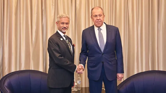 External Affairs Minister S Jaishankar with Russian Foreign Minister Sergey Lavrov during a meeting, in Astana.