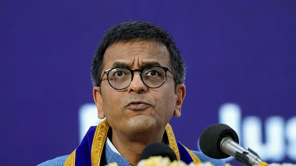 Chief Justice of India justice D.Y. Chandrachud speaks during the 60th convocation of IIT Madras, in Chennai