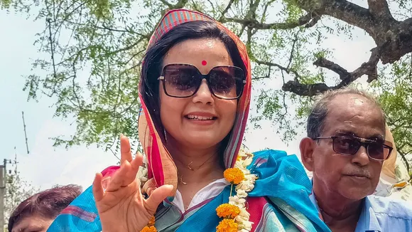 TMC candidate Mahua Moitra campaigns for upcoming Lok Sabha elections, at Kaliganj in Nadia, Thursday, March 28, 2024