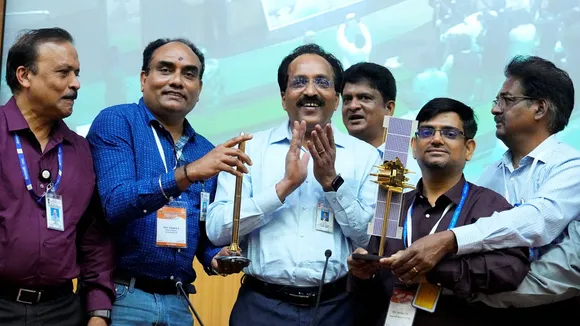 ISRO Chairman S Somanath after the successful launch of EOS-08 Earth Observation Satellite, in Sriharikota, Friday, Aug. 16, 2024.