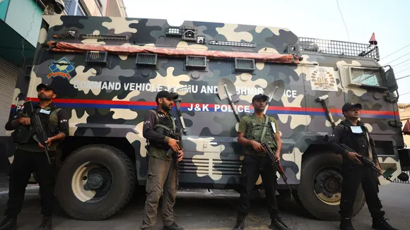 Crisis Response Team (CRT) of Jammu & Kashmir Police stands guard