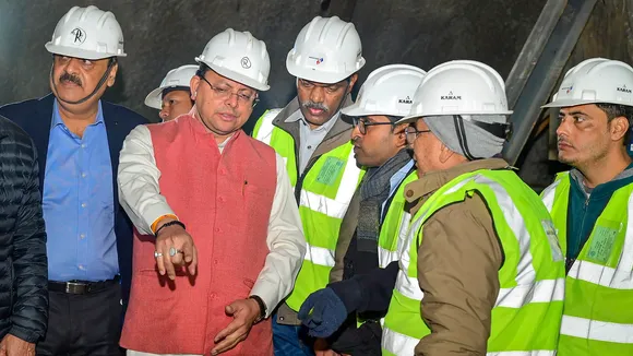 Uttarakhand Chief Minister Pushkar Singh Dhami reviews the ongoing rescue operation of the 41 workers
