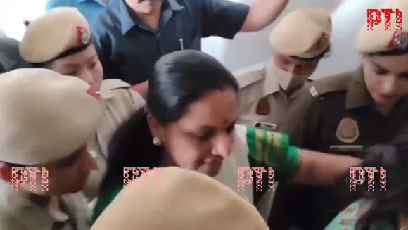 Delhi excise policy case: BRS leader K Kavitha brought to Rouse Avenue Court in Delhi.