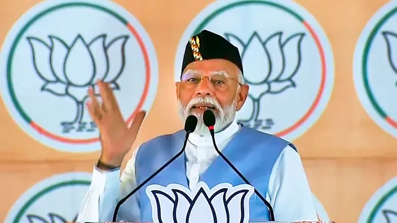 Prime Minister Narendra Modi addresses a public rally ahead of upcoming Lok Sabha elections, in Udham Singh Nagar district, Uttarakhand, Tuesday, April 2, 2024