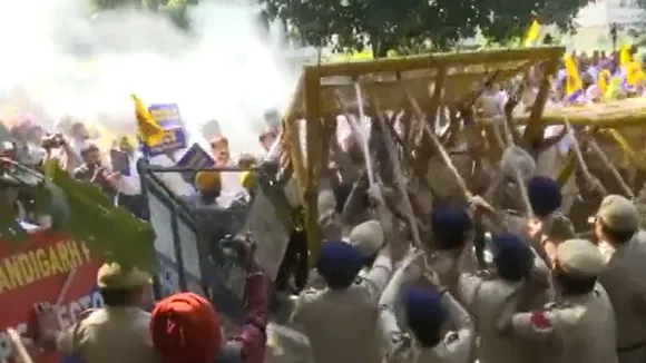 AAP workers in Chandigarh