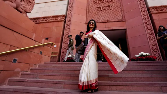 TMC MP Mahua Moitra arrives during the Winter session of Parliament, in New Delhi