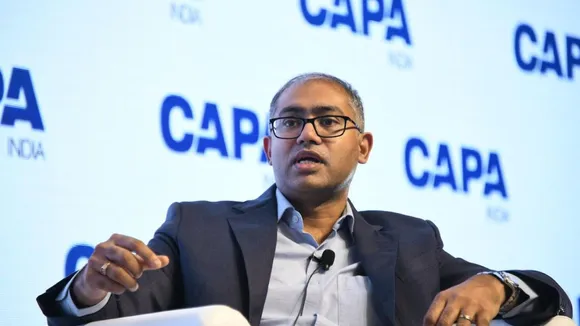 Vistara CEO Vinod Kannan speaking at a session at the CAPA India Aviation Summit 2024
