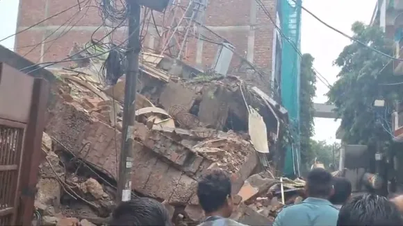 A two-storey house collapsed in northwest Delhi’s Model Town area 