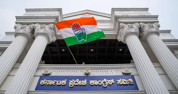 Congress party office on the vote counting day of Karnataka Assembly polls, in Bengaluru