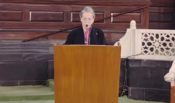 Sonia Gandhi addressing Congress Parliamentary Party