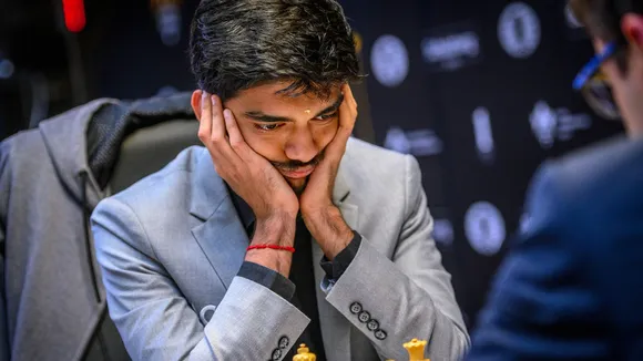 Grandmaster D Gukesh of India during a match against Grandmaster Nijat Abasov of Azerbaijan at the FIDE Candidates 2024 chess tournament, in Toronto, Canada, Tuesday, April 9, 2024