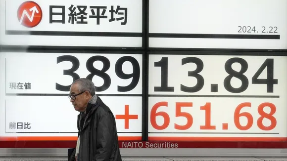 Japan’s Nikkei 225 index at a securities firm Thursday, Feb. 22, 2024