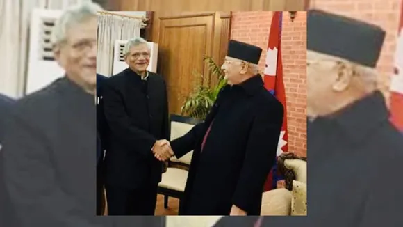 Nepal Prime Minister K P Sharma Oli and CPI(M) veteran Sitaram Yechury (File image)