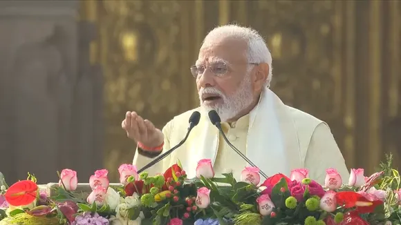 Narendra Modi addresses the dignitaries at Ayodhya Ram Temple