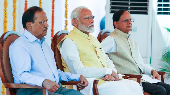 Prime Minister Narendra Modi seen with NSA Ajit Doval and Principal Secretary to PM, Former IAS officer P K Mishra, at South Block, in New Delhi, Monday, June 10, 2024. 
