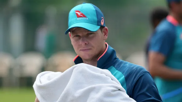 Australian player Steve Smith during a practice session ahead of the last ODI cricket match between India and Australia, in Rajkot