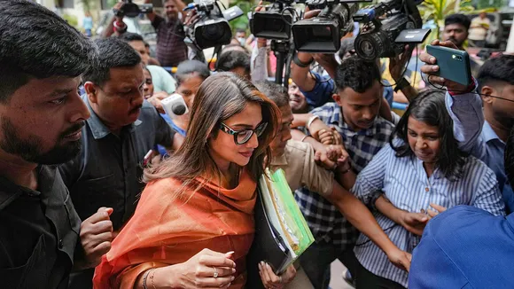 TMC MP Nusrat Jahan arrives to appear before the Enforcement Directorate (ED) for questioning in a case of alleged fraud by a real estate company, of which she was a director, in Kolkata