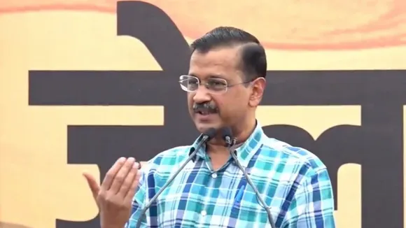 Delhi CM and AAP convenor Arvind Kejriwal addresses the party office, in New Delhi, Sunday, May 19, 2024