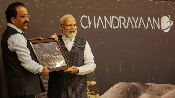 Prime Minister Narendra Modi at success of Chandrayaan-3 Mission, at ISRO Telemetry Tracking and Command Network (ISTRAC) in Bengaluru