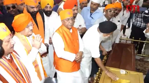 Union Minister and BJP president JP Nadda offers prayers at Takht Sri Patna Sahib in Patna, Bihar.