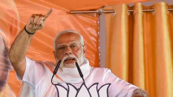 Prime Minister Narendra Modi addressing public rally in Jamui, Thursday, April 4, 2024