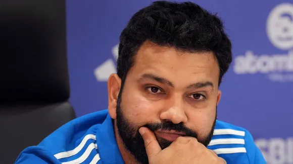 Indian cricket captain Rohit Sharma addresses a press conference in Mumbai, Thursday, May 2, 2024