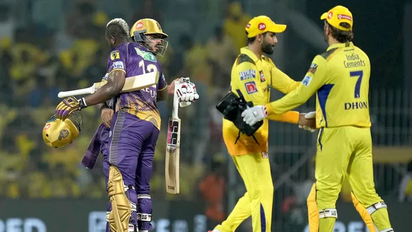 Delhi Capitals batter David Warner plays a shot aglainst Chennai Super Kings at Arun Jaitley Stadium in New Delhi on May 20