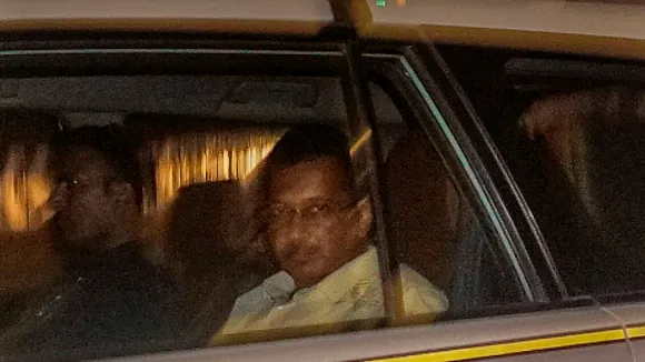 Arvind Kejriwal being taken away from his residence after he was arrested by the Enforcement Directorate in an excise policy-linked money laundering case, in New Delhi, Thursday, March 21, 2024. 