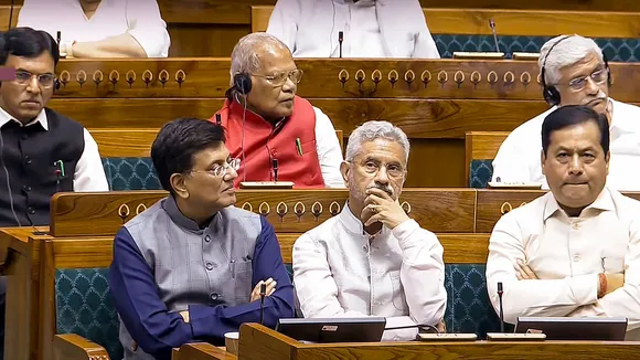 Union Ministers Piyush Goyal, S Jaishankar and other members during the presentation of the Union Budget 2024-25 by Union Finance Minister Nirmala Sitharaman in the Lok Sabha, in New Delhi, Tuesday, July 23, 2024.