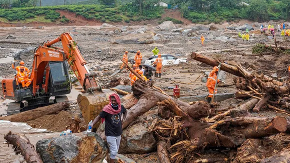 Search and rescue operations continue at the landslide-hit Chooralmala, in Wayanad district, Friday, Aug. 2, 2024