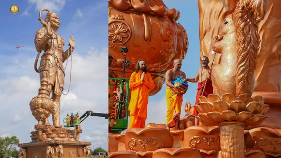 A 90-foot-tall bronze statue of Lord Hanuman being unveiled, in Texas, USA.