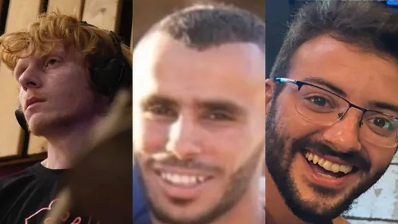 Hostages Yotam Haim, Samar Talalka and Alon Lulu Shamriz, who were killed mistakenly by IDF troops in Gaza on December 15, 2023.