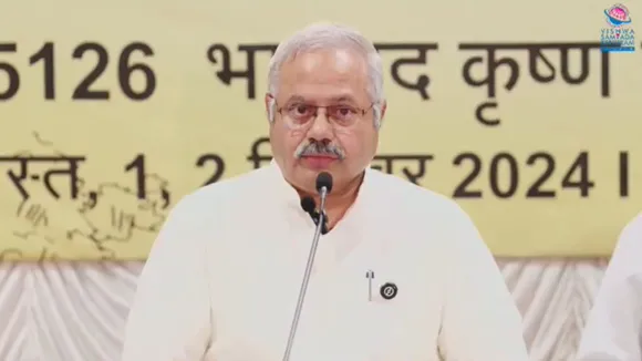 Sunil Ambekar, RSS Akhil Bharatiya Prachar Pramukh, addressing a press conference in Palakkad, Kerala