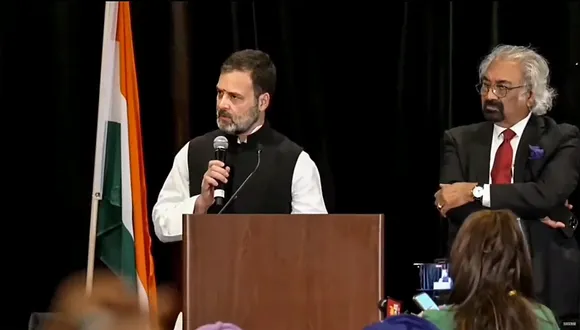 Congress leader Rahul Gandhi speaks during an interaction with the Indian diaspora, in San Francisco, USA