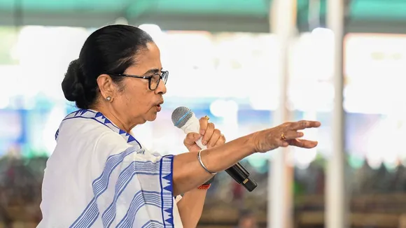 Mamata Banerjee speaks during a government programme, at Arambagh in Hooghly district, Monday, Feb. 12, 2024.