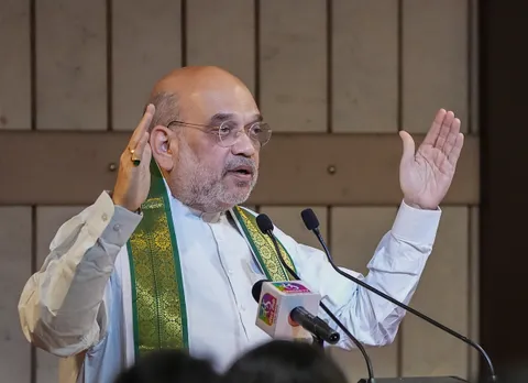 Union Home Minister Amit Shah addresses during the inauguration of a training program on legislative drafting for state and central government officials, in New Delhi