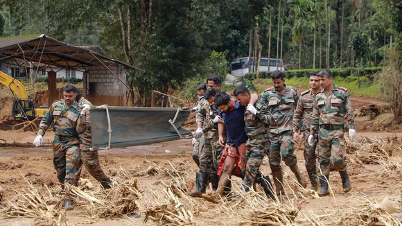 Rescue operation underway after a landslide, in Wayanad, Saturday, Aug. 3, 2024.