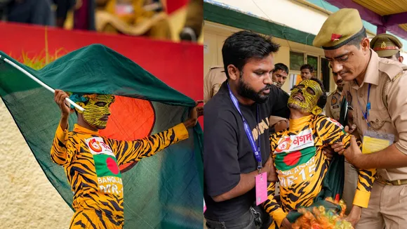 A Bangladeshi supporter after he was heckled by miscreants during the first day of the 2nd cricket Test match between India and Bangladesh at the Green Park Stadium, in Kanpur, Friday, Sept. 27, 2024.