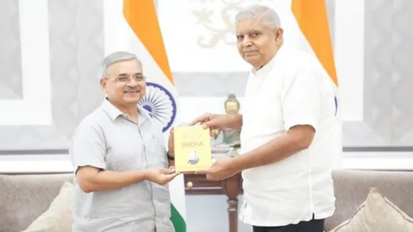 A file photo of Vijay Vaidya with Vice President Jagdeep Dhankhar