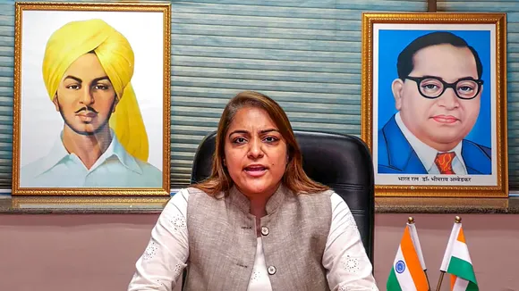 MCD Mayor Shelly Oberoi digitally addresses the media, in New Delhi (File image)