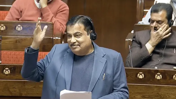 Union Minister Nitin Gadkari speaks in the Rajya Sabha during the Budget session of Parliament, in New Delhi