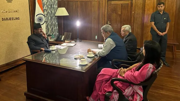 West Bengal Governor C.V. Ananda Bose during a meeting with a delegation of TMC at Raj Bhavan, in Darjeeling, Saturday