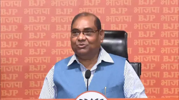 BJP MP Brij Lal addressing press conference at party's HQ  in New Delhi