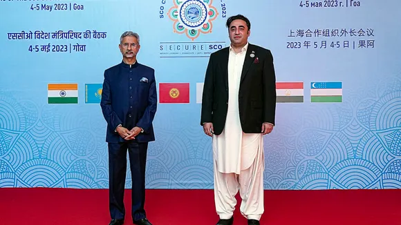S Jaishankar and Bilawal Bhutto Zardari at SCO Meet