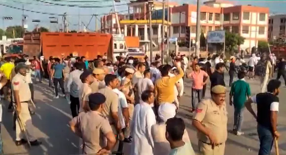 Security personnel deployed after violence erupted in Sohna following clashes in nearby Nuh, in Gurugram district on Monday, July 31