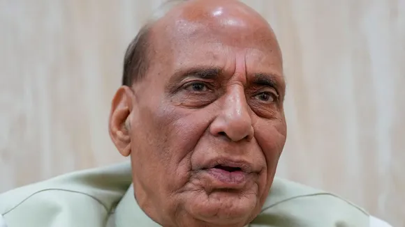 Union Defence Minister Rajnath Singh during an interview with PTI, in New Delhi